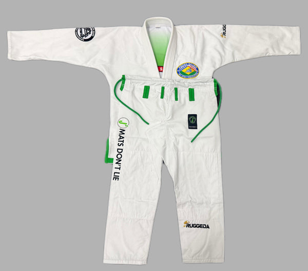 J3 Academy “Mats Don’t Lie” Signature BJJ Gi – White & Green Edition